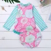 Suits Children's Tankini Swimsuit Long Sleeves Floral Printed Swimwear Kids Girls Swimming Bathing Suit Set Tops with Swim Bottoms