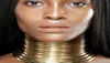 Afrykański kołnierz vintage Naszyjnik Choker Kobiety Złoty skórzany kołnierz Maxi Naszyjnik afrykańska biżuteria Regulowana BIG0304G3042728357214