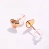 Boucles d'oreilles en peluche réelle 18k rose gold stud women woffs chanced heart coeur 0,5 g