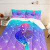 Capa de edredão 3pcs Modern Fashion Conjunto (1*Consolador + 2*fronha, sem núcleo), colorido Rainbow Mermaid Scale Seahorse Print Bedding, macio confortável e adequado para a pele