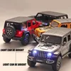 Modelo Diecast Cars 1/22 Jeep Wrangler Off SUV Ligo do SUV Modelo Carro Dado Proporcional Metal Model Model Toy Simulation Som e Light Childrens Toy Giftsl2405