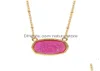 Pendant Necklaces Resin Oval Druzy Necklace Gold Color Chain Drusy Hexagon Style Luxury Designer Brand Fashion Jewelry For Drop De9031422