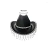 Beretti Rhinestones Cowgirl Hat Fringe Fringe Glitter Cappelli rave per la festa di Halloween
