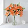 Dekorative Blumen 5 Köpfe Langer Zweig 3D Druck Lilie Künstliche weiße rosa Orange für Feierlichkeiten für Festival Room Dekoration Hochzeit