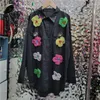 Blouses pour femmes 2024 Vêtements de printemps chemises à manches longues Fashion 3d Décoration de fleur mignon Casual Loose Top Femme Blouse