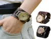 1New Style Men039s Uhr Retro Punk Rock Brown Big Wide Leder Armband Manschette cool