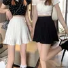 Jupes noir blanc élastique haute taille plissée mini jupe 2024 femmes mode de style preppy filles mignonnes mignonnes une ligne