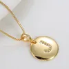 Choker Hoge kwaliteit 26 Letters Crystal 14 K Geplateerde Copper Wafer Pendant Necklace