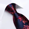 Bow Ties Luxury Red Floral Blue Silk for Men 8cm Wide Coldie Set Pocket Square Cuffers Brooch Pin Accessoires de mariage Gift pour hommes