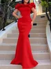 Casual Dresses Women Long Off Shoulder Ruffles High Waist Package Hip Birthday Wedding Guest Event African Female Prom Celebrate Gowns