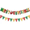 Banner Flags Merry Christmas Banner Paper Triangle Flag Garland Xmas Tree Hanging Ornaments For Home Decorations New Year Party Supplies