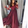 Lange jurken Bury Sheeves Prom Lace Applique Satin V Nek vloer Lengte Illusie op maat gemaakte plus size avondfeestjurk 2020 nieuwste