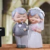 Miniaturen Parren Wedding Statue Ouderliggend jubileum Figurine Figurines Toppers Grootouders houden van sculptuur Taarten eeuwen oude ouders de bruid