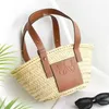 Lyxanagram A5 Tote Beach Bag Womens Crossbody Pochette Raffias Designer Väskor Mens Clutch Fold Shopper Topphandtag Handväska Summer Straw Weave Axel Travel Påsar