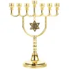 Innehavare Holder Menorah Decor Table Stand Candelabra Jewish Candlestick Gold Silver Metal Chanukah Israel Decorations Hanukkah Vintage