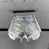 Shorts de mujeres Corea Retro Azul Retro Sexo Denim Jeans Womens Supling Trabajo de empalme A-Línea Denim de cintura alta Ultra Short WX