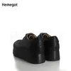 Casual Shoes Men Platform Cow Leather Black Male Lace Up Dress Vintage Business Oxfords Fashion Wedding Flats