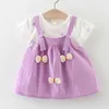 Robes de fille Nouvelle petite fille robe de fille dessin animé Bow Sheds Casual Robe Summer Princess Birthday Party Robe Kid Clothes Girls Girls