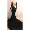 Prom mouwen zwarte jurken lange kanten applique illusie lijfje vegen trein sexy backless schep nek kralen plus size op maat gemaakte avondjurk