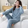 Women's Sleepwear Pajamas Set Autumn Winter Flannel 2024 Plush Middle-aged Loungewear Mother Thick Coral Velvet Home Clothes