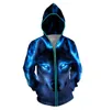 Mens Femmes Colorful Blowing Mabe 3D Wolf Animal Imprimé LED Luminal Hrosping Top Blouse Punk Style Sweat à sweat Sudaderas Con Capucha5568736