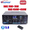 Kit Woopker AK55 Bluetooth -förstärkare HIFI Digital Sound AMP Channel 2.0 för Home Car Karaoke 110V/220V Max 450W+450W Subwoofer
