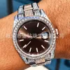 Mosang Stone Full Set Full Diamond Mens Mécanical Business Style Mécanique montre Luxury Luxury Trendy Watch
