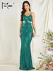 Casual Kleider Makler 2024 Grüne Spaghetti Ausschnitt Pine Mermaid Evening Elegant Beautiful Women's Prom Party Kleid