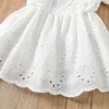 Mädchenkleider 0-18m Neugeborene Mädchen Kleider Sommer Solid Color Hollow Out Rüfeln A-Line Kleid Sommerprinzessin Kleider für Girlsl2405