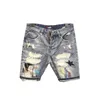 Summer Herren Mode Scraped Patch Bettar Denim Shorts Hip Hop Waschablen Kurzfilme Casual Middle Hosen 240430