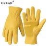 Gants gants de travail en cuir ozero gants gants flex gants de jardinage de vache dur pour la coupe en bois / construction / camion conduite / jardin / ouvriers