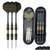 Darts Professional Hard 24G Brass Barrel Steel Pointed Aluminum Carved Spindle Pet Flight 3 Piece Box House Friends Party Toys Drop D Dh0We