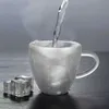 Tumblers Heart Love Shape Glass Cup Double Wall Coffee Mug with anti-scald 마실 차 우유 주스 워터 컵 애호가 선물 H240506