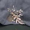 Hårklipp Crystal Leaf Cam Clip Hairn Pin for Women Rhinestone Bridal Wedding Accessories smyckespresent