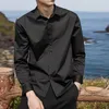 Chemises de vêtements décontractées pour hommes Blouse de chemise de robe pour le bureau de bureau masculin ordinaire noir élégant esthétique haute qualité avec manches xxl social i