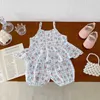 Kleidungsstücke Baby Lose Sommer Kleidungsstücke Set Girls Sweet Blumen -Hosentuch + Bloomer Kleinkind Outwear Anzug H240506