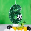 3pcs Bougies Green Football Candle Birthdle Cake décor Sparkling Digital Candle Cake Topper Baking Birthday Party Fourniture de mariage Fournitures