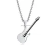 Colliers de pendentif guitare pour hommes femmes en acier inoxydable / or / couleur noire musique rock hip hop bijoux cadeau personnalisés choix avec 24 i dhmac