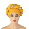 Lantejoulas étnicas lantejoulas tranças chapéu de turbante africano feminino feminino Cabeçada Cabeça Readia Nigéria Nigéria Cabeça de cabeceira muçulmana do capacete da festa de casamento