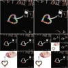 Navel Bell -knop Wasit buikdans Colorf Love Heart Crystal Body sieraden roestvrijstalen strass piercing bengle voor DRO DHK7Q