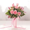 Fiori decorativi 1pc sposa con rosa della foresta occidentale