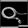 Kettingen 1 mm 2 mm 925 Sterling Sier Snake Choker kettingen in optionele maat 16 18 20 22 24 26 28 30 inch drop levering juwelen dhgarden dh29i