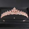 Baş Bantlar Gül Altın Renkli Kristal Kesim ve Kraliyet Rhinestone Dans Prenses Prenses Düğün Gelin Saç Aksesuarları Takı Taç Mewear Q240506