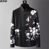 Europese en Amerikaanse gepersonaliseerde bloemenprintshirt Heren 2024 Spring Fashion Casual rimpelbestendige lange mouwen shirt Men S 4xl 07
