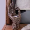 Kerzenhalter Bergamottenhalter handgeschnitzte Buddha Yoga Candlestick für Wohnzimmer Spa Home Office Terrace Desktop Dekor