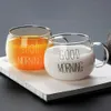 Gobelers réutilisables boisson en verre transparent utilisé pour le jus de petit déjeuner au lait tasse de cuisine cuisine cuisine et bonjour h240506
