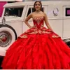 Blue Red Royal Quinceanera -jurken met kanten applique kralen goudkristallen strapless gelaagde op maat gemaakte zoete 16 prinses prom pageant baljurk vestidos