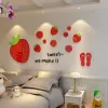 Adesivi Sweet Strawberry Acrilico 3D Adesivi per pareti in cristallo 3D Attili per bambini Camera da letto Soggio