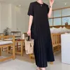カジュアルドレス春/夏韓国の韓国のゆるい短い袖のシフォンドレープドレス服女性のための服