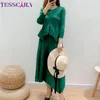 Robes de travail Tesscara Femmes Elegant Robes Suit Ensemble de haute qualité Cocktail Long Party Vintage Two Pieces Designer Formal Occasion tenue